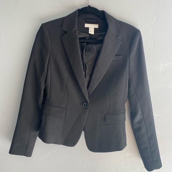 H&M Womens Business Suit Jacket Blazer Black Size 6